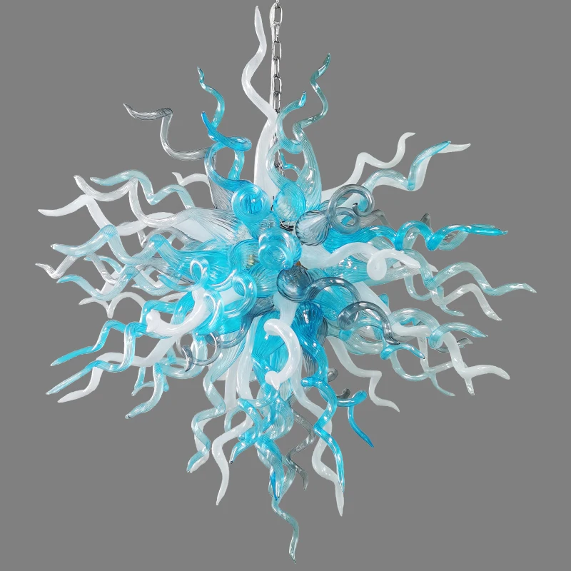 

Blue White Mixed Color Blowing Modern LED Chandelier Lighting Fixture, Customized