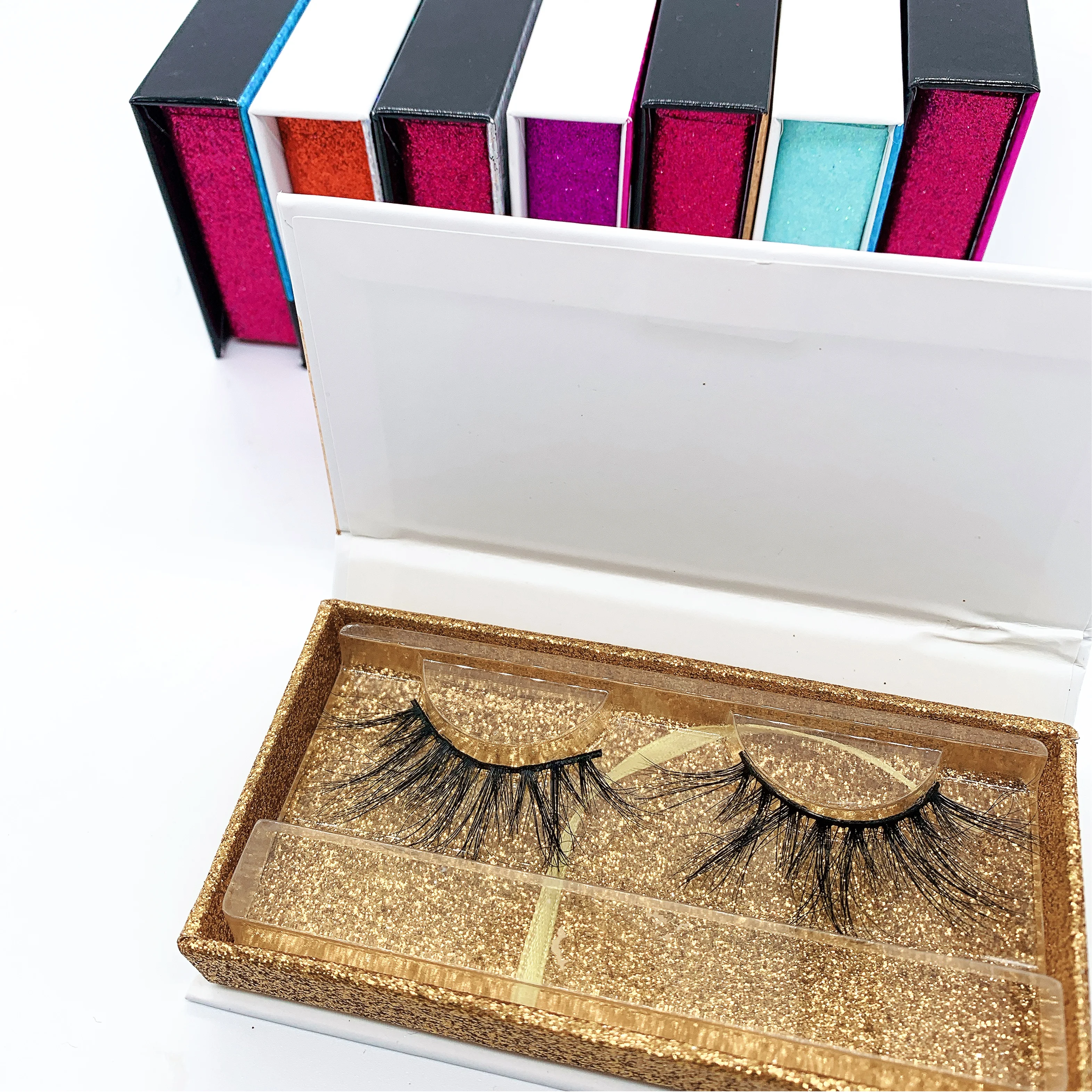 

2020 Newest 3 pairs lashes book 25mm mink eyelashes packaging 3D Real Mink Lashes, Black color