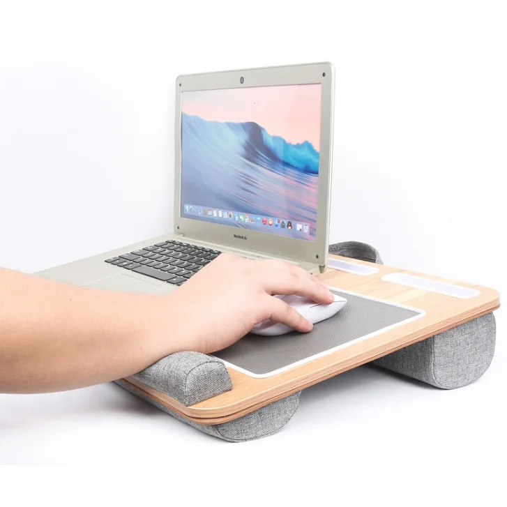 
Portable Lap Desk Laptop Table Tray Bed Table with Handle Phone Holder and Pillow Foam Cushion 