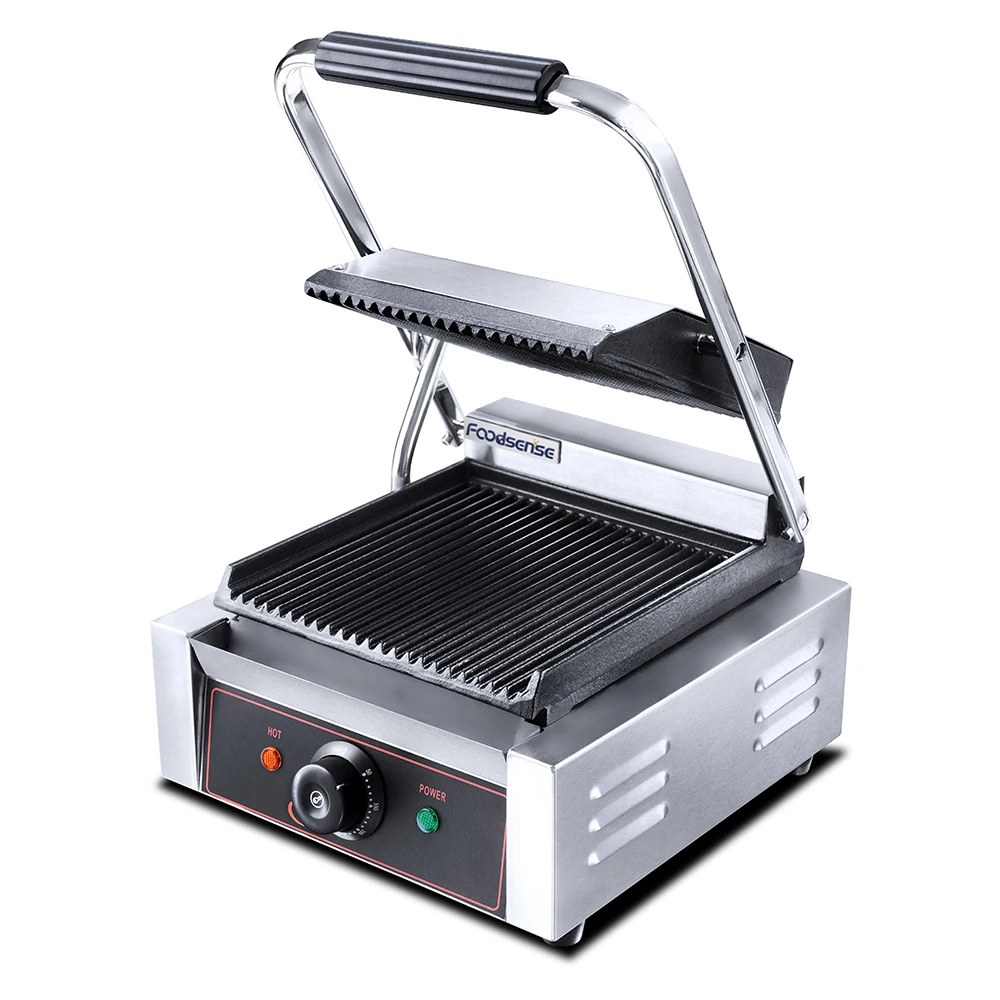 Commercial Sandwich Press Panini Grill single Plate Food Machinery Electric Contact Grill Press Grill
