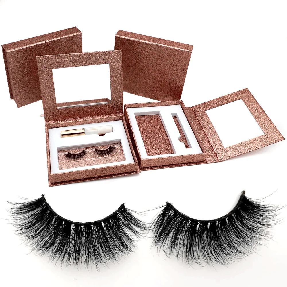 

3d mink magnetic eyelashes wholesale vendor 5 magnets mink magnetic lashes with private label eyeliner kit, Natural black