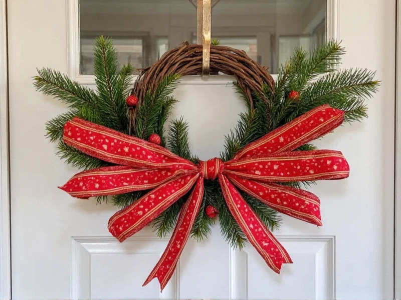 Creating symmetrical bow wings for christmas wreath