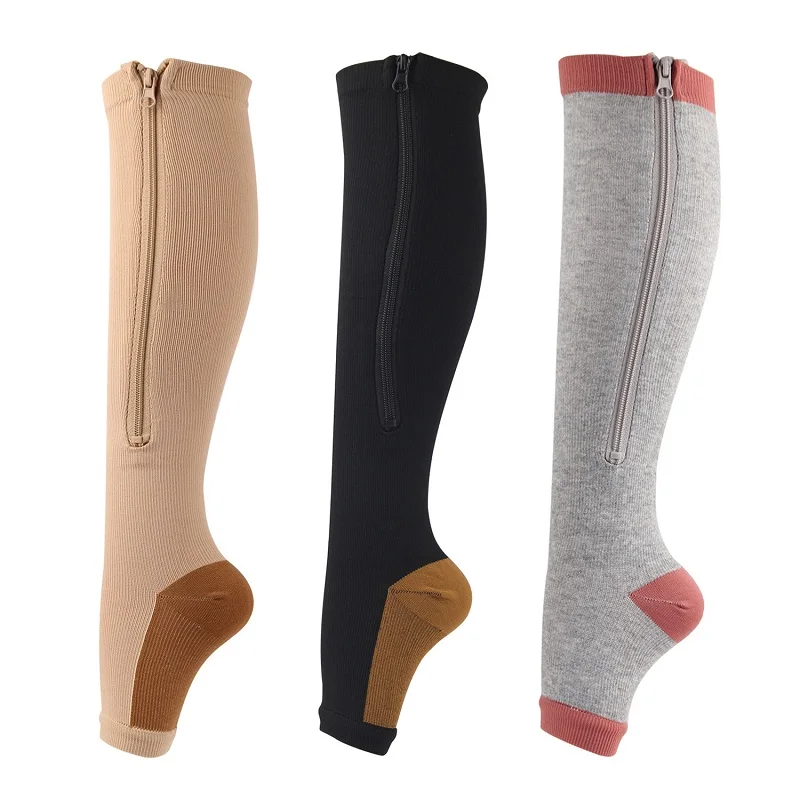 

Zipper Compression Running Knee High 3 Colors Women Sporty Socks