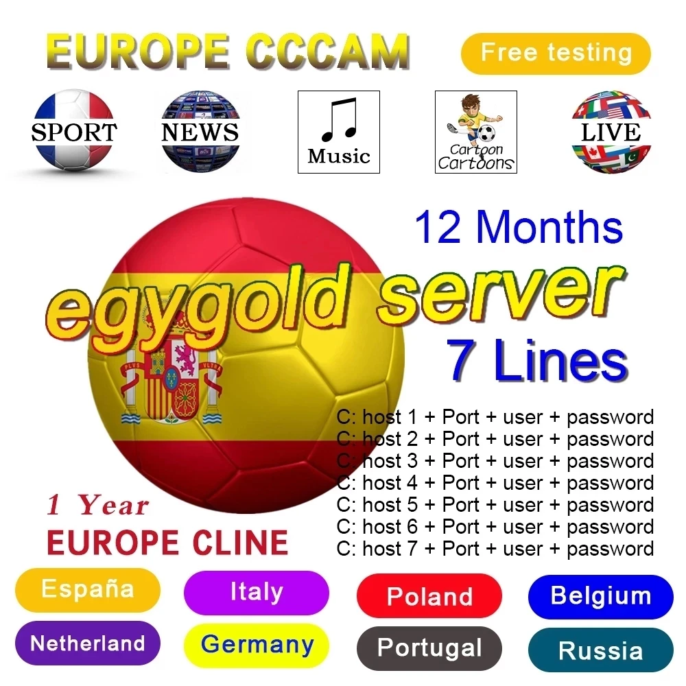 

Europe Cline Cccam Egygold HD Stable Server 7 Lines 1 Year Germany Portugal Spain UK Poland Czech Republic Cccam Reseller Panel