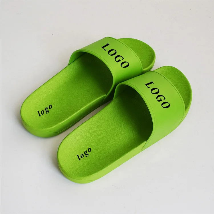 

Summer Adult PU upper Sliders Slippers Custom pvc Slide Sandal for Women and Men, Design Green Slides Footwear in kids sizes, Blank