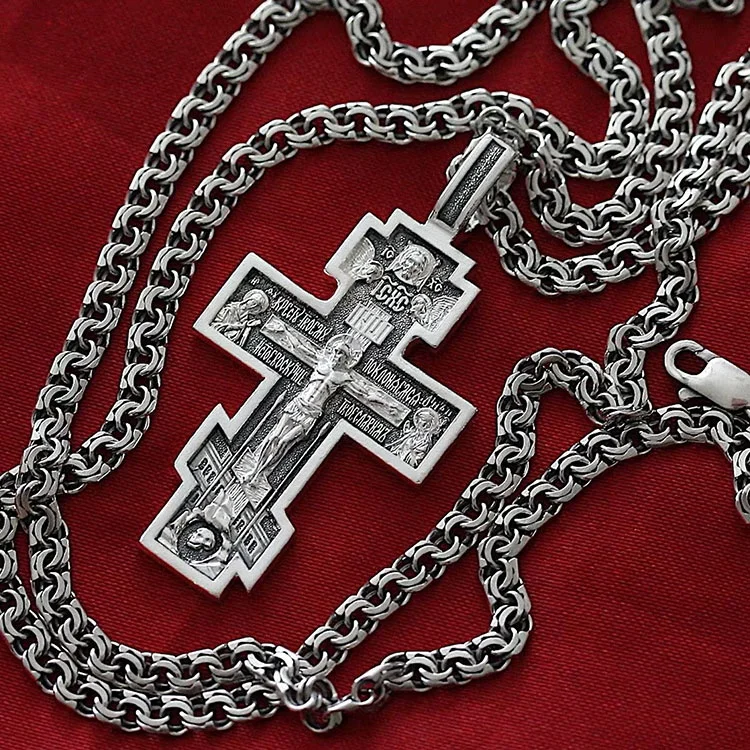 

Russian Handmade Orthodox Catholic Cross Pendant Necklace Byzantine Jesus High Quality Cross Necklace, Picture