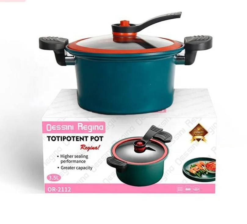 

Stainless Steel Nonstick Micro Pressure Cooker 3.8L Pot Use For Gas and Induction Cooker Low Pressure Cooker, Red green yellow