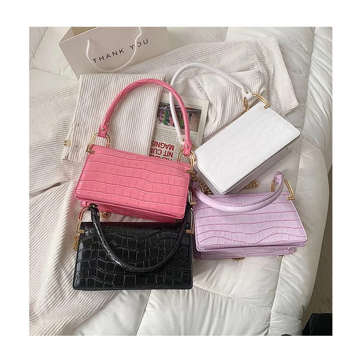 

Women 2021 Trendy Luxury Small Handbags Fashion Chain Stone Pattern Armpit Purses PU Leather CrossbodyBags Shoulder Underarm Bag