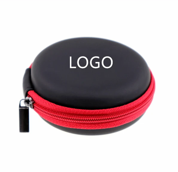 

Wholesale New Style Round Small Custom Logo Mini Leather Carry Protective Zipper Hard Shell Portable Eva Travel Earphone Case, Customized color