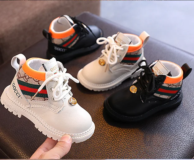 

New arrival children's Martin boots for boy kids boy shoes wholesale, White/balck