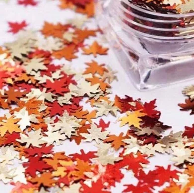 

12boxes/set Autumn Fall Maple Leaves Glitters Sequins for Nail Decoration, As per the picture