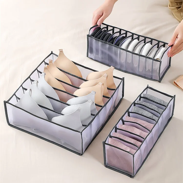 

Underwear Storage Box with Compartments Socks Bra Jeans large size Grids storage Foldable Drawer Organizer