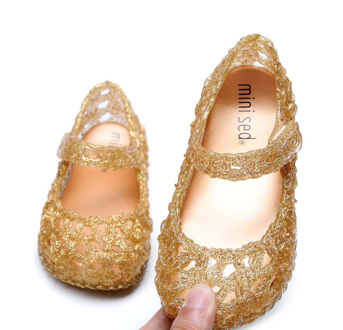 

New Summer Children's Shoes Soft Anti-Slip Casual Sandals Princess Shiny Glass Shoes, As pic