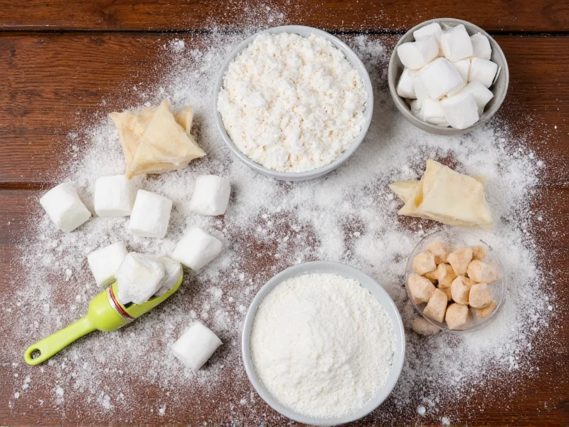 Homemade marshmallow ingredients on wooden table