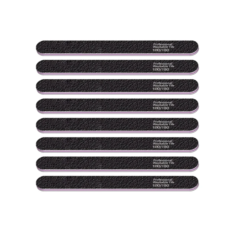 

Black Straight Emery Board Washable Nail File Sandpaper Professional Custom Double Side 80 100 150 180 240 320 OEM EVA