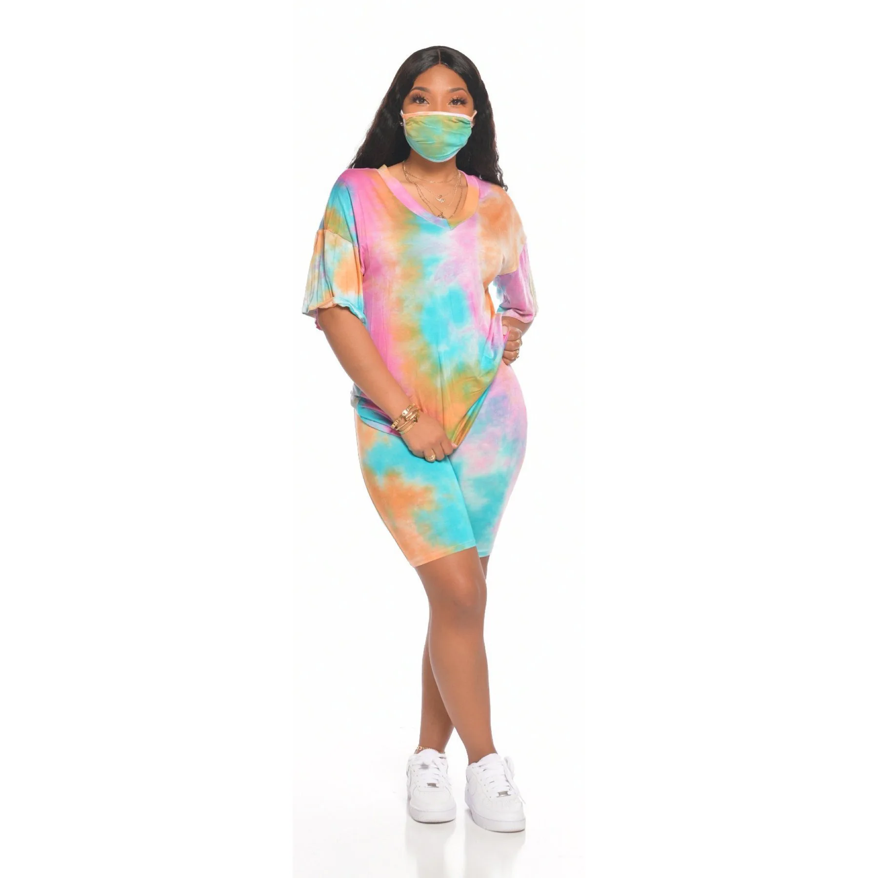 

Nclined Shoulder Plus Size Casual Two Piece Outfits Clothing Short Sets, Pink,gray,black
