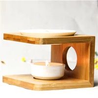 

Bamboo Base With Ceramic Bowl Oil Aroma Tealight Burner