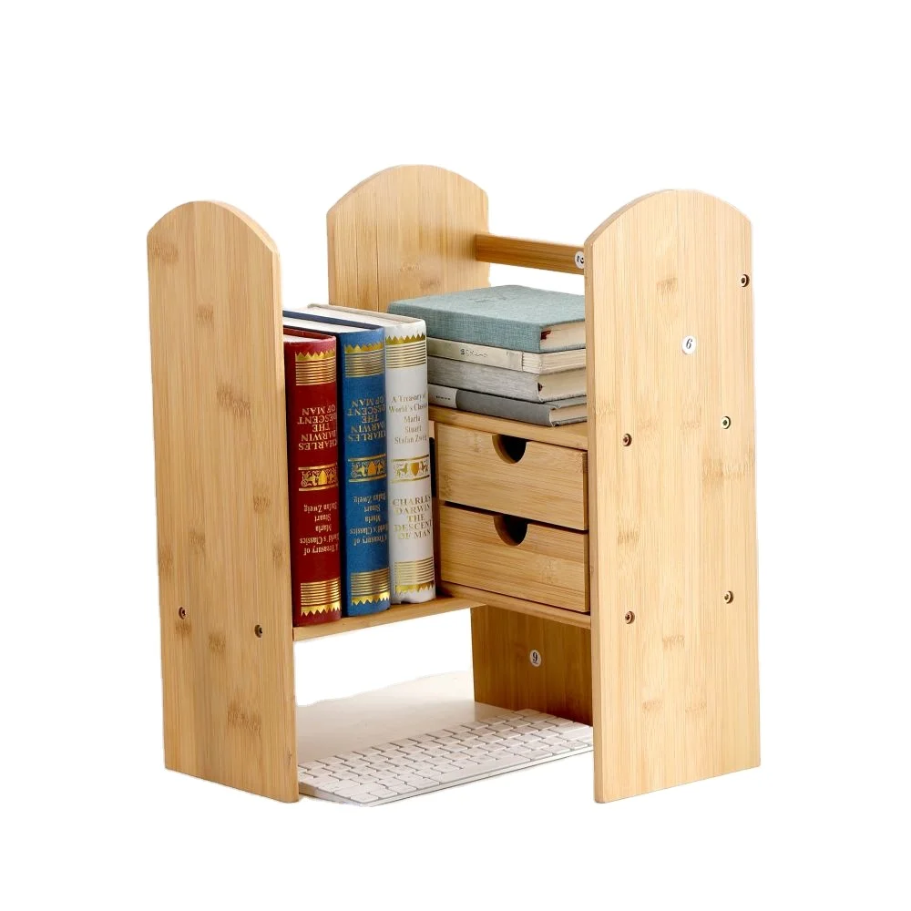 

Wholesale Bamboo Adjustable Desktop Bookshelf Office Supplies Desk Organizer Multipurpose Storage Organizer for Countertop