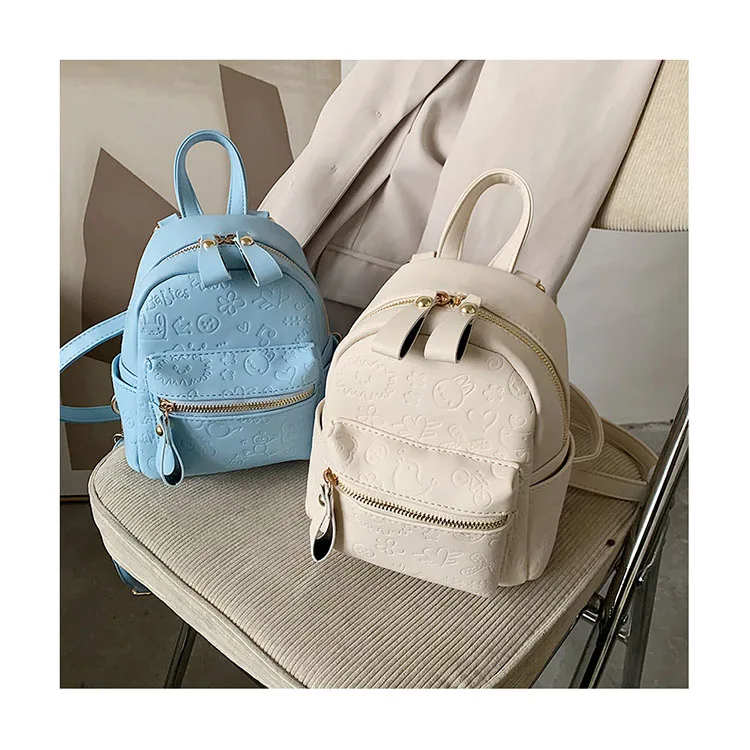 

Mini PU Leather Women Backpack Fashion Embossed Girls Schoolbag Leisure Travel Bags Student Knapsack Cartoon Printing Satchel