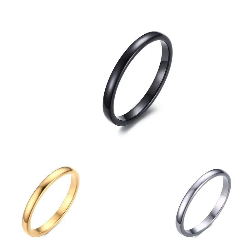 

Factory Direct Sale Hot Selling Fashion Simple Jewelry 2mm Band Ring 316L Stainless Steel Minimalist Rings, Black,gold,silver