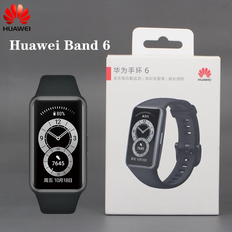 

Multi Language Waterproof Huawei band 6 Smart Band Fiteness tracker with Fullview Screen All-day SpO2 Monitoring Sleep tracking