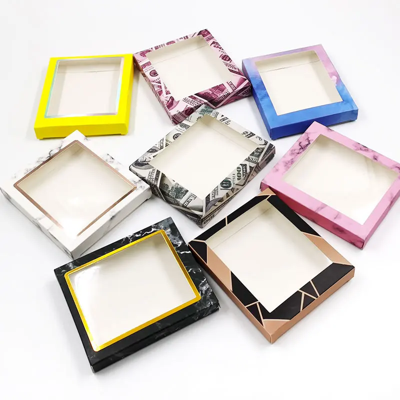 

5 pairs false eyelashes packaging box holographic pink wholesale cheap empty lashes paper box