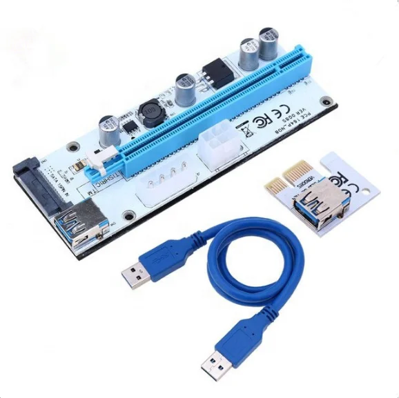 

ETC BTC Mining accessories 008C 008S version PCI-e X1 To X16 Card USB3.0 Cable 60cm Molex to 6Pin PCI usb riser