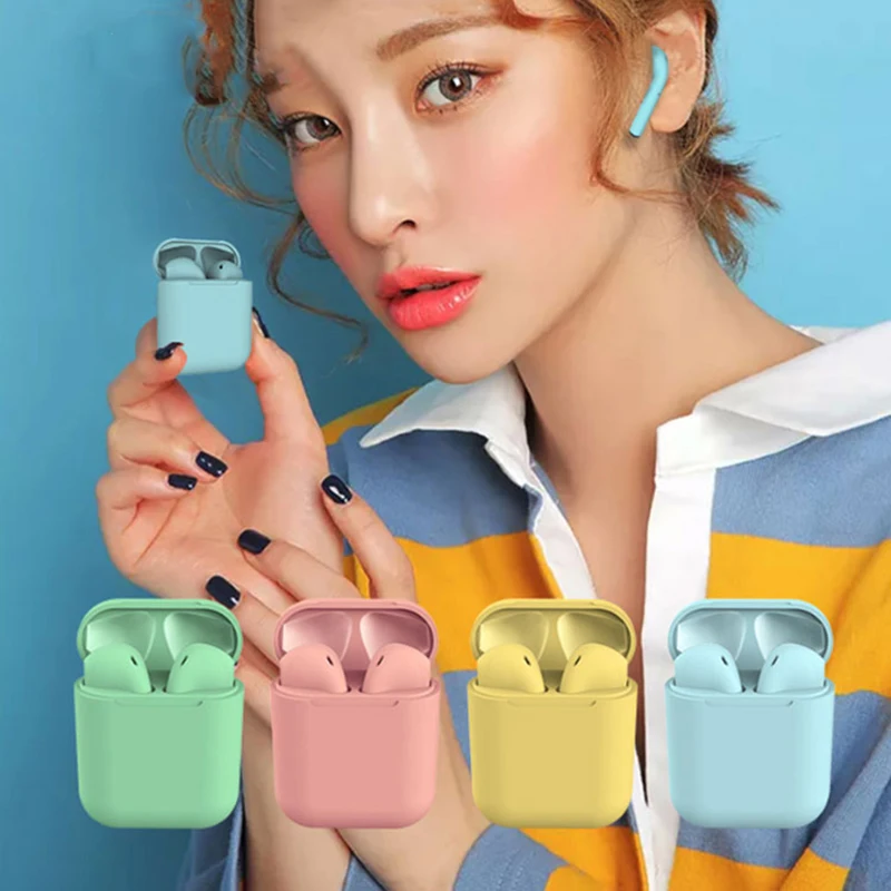 

Inpods 12 Frosted Feel Touch Control Pop up Window Connection TWS 5.0 Stereo Mini Wireless BT Earphone For IPhone, White
