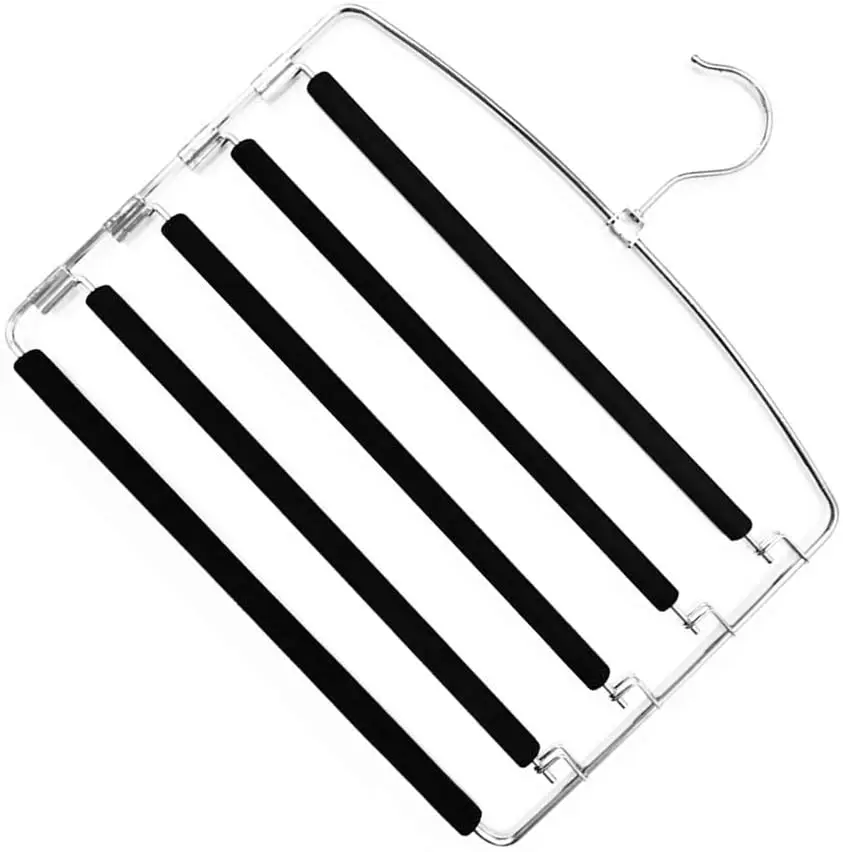 

Trousers Hangers 3 Pack Space-Saving Multi-Bar Metal Pants Hangers with Non Slip Padding