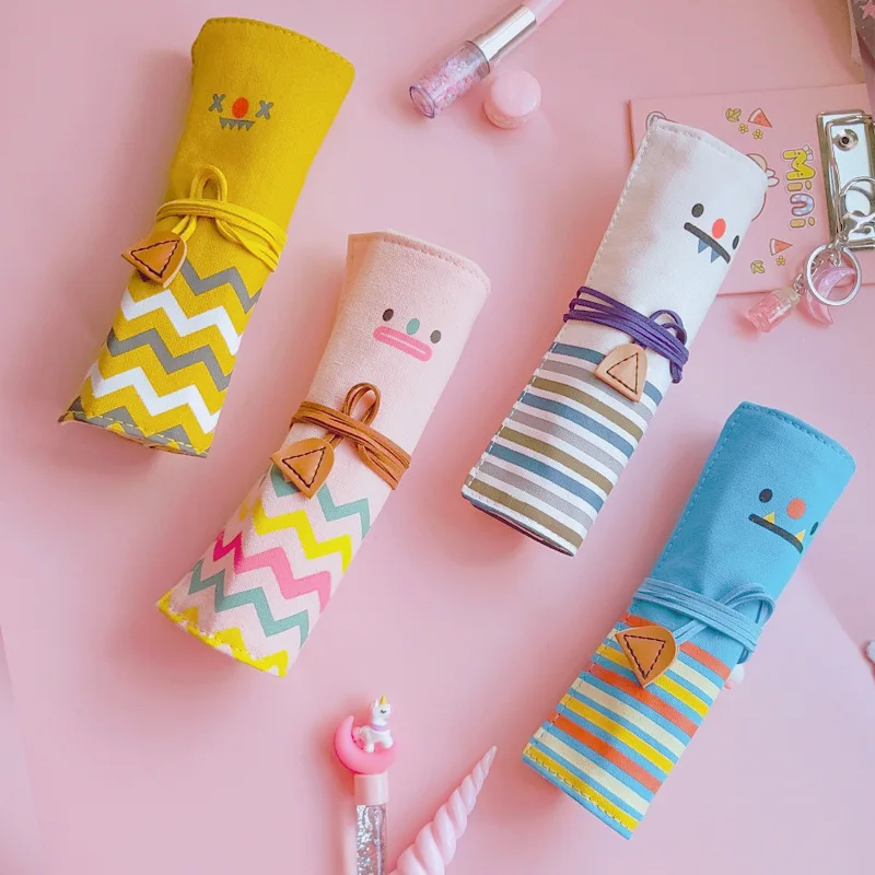 

Colored Wrap Roll Up Holder Coloring Pencil Organizer case Pen Paint Brush Storage Pouch Portable for Student