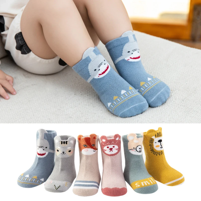 

Organic cotton baby socks for newborns boys girls children striped cartoon shark animal socks anti slip