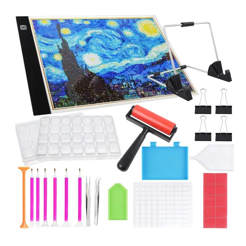 Hot Selling A4 Size LED Light Pad Diamond Painting Tool Kit With Stand And Diamond Painting Roller