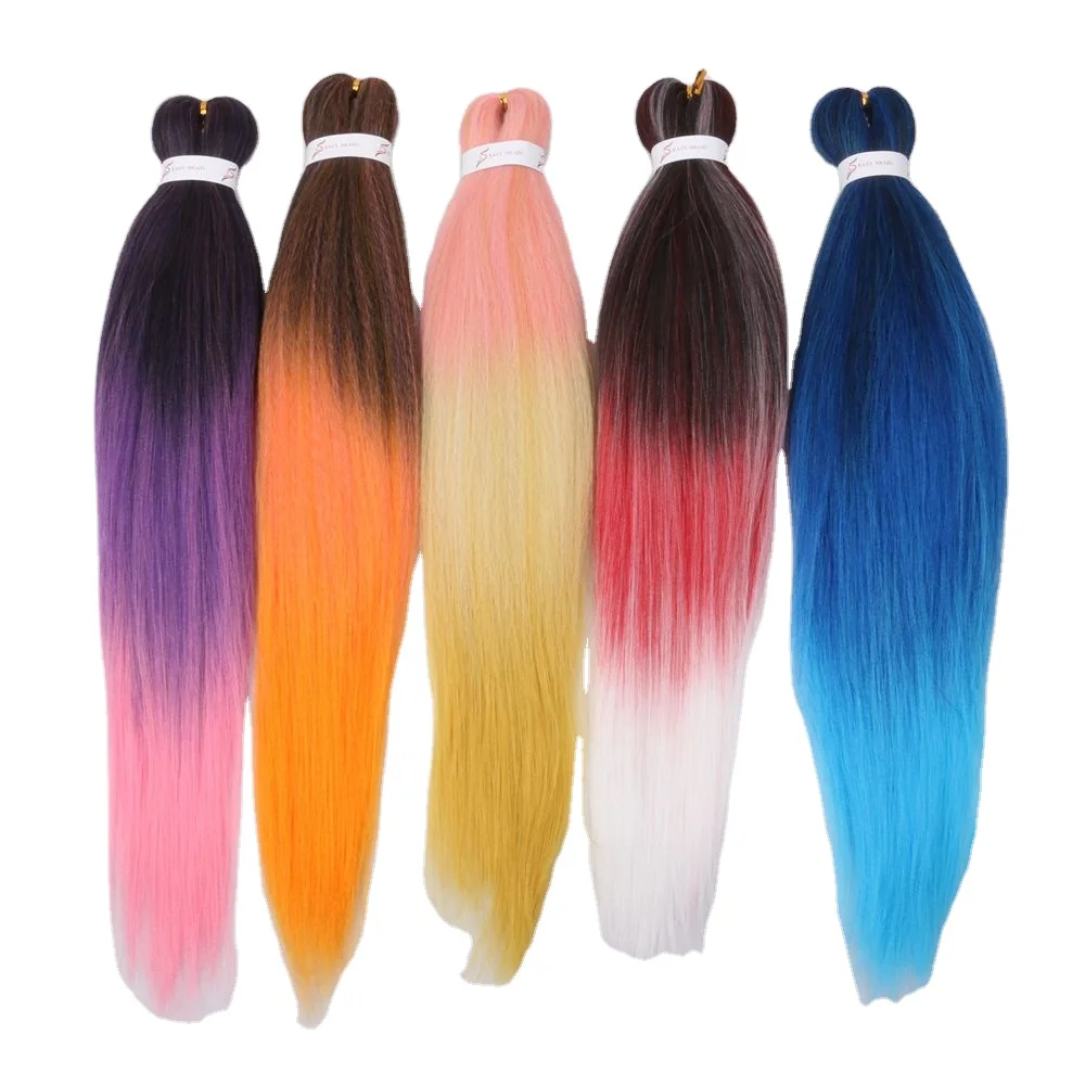 

Solid&ombre Color Perm Yaki Synthetic Fiber Bulk Pre Stretched Braiding Hair 100pcs/carton Shipping by Express DHL Wholesale 26"