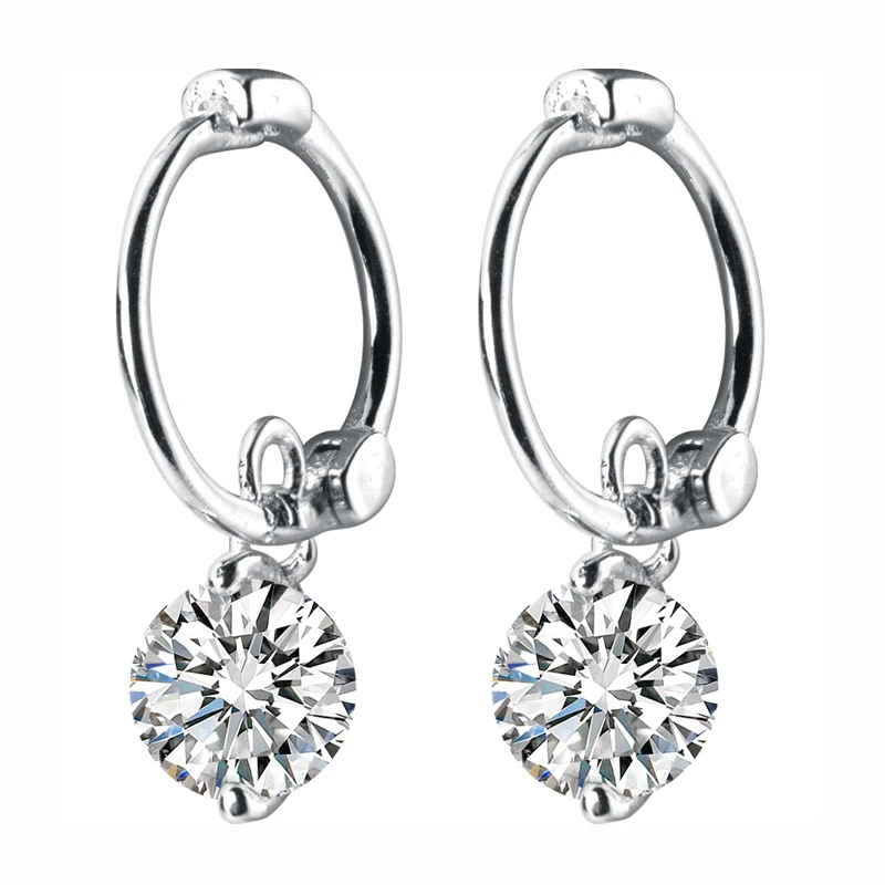 

women accessories 925 sterling silver fashion plain diamond gemnel huggie earrings daily wear