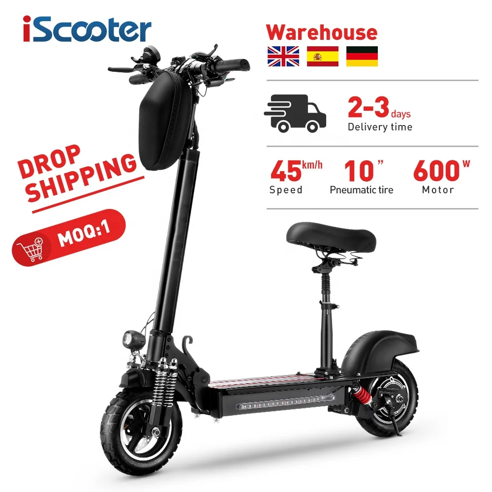 

10 inch 45 km/h 600W UK Warehouse Off Road Fat tire Electric Scooter with Seat Adult EU Warehouse