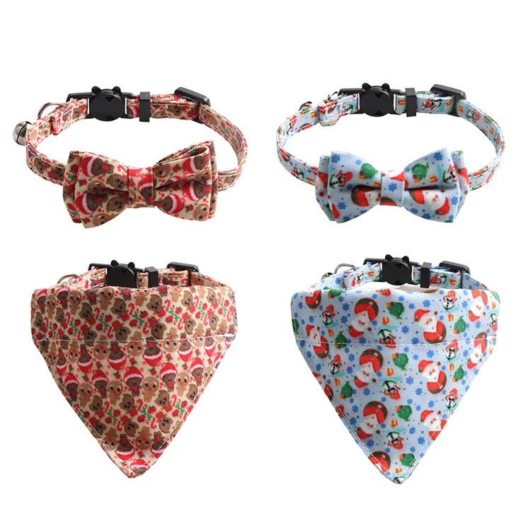 

Christmas New Trends Santa Claus Snowflake Kitten Collar Breakaway Bowtie Bandana Pet Cat Collars