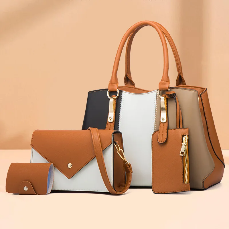 

Trendy handbags set 4 pcs Tote Bags Purses Ladies womens hand bag satchel bags PU leather 4 pcs set, Custom