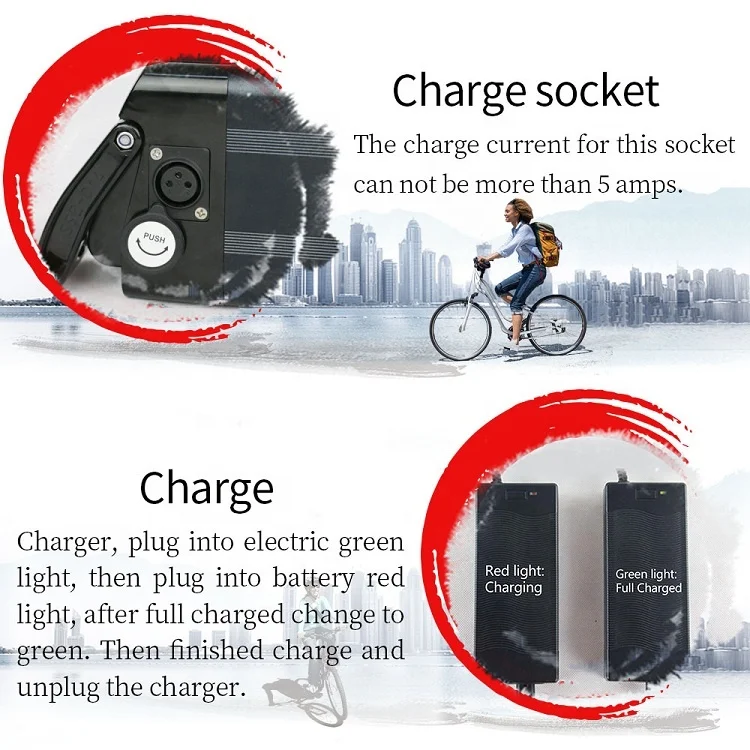
Rechargeable Bottom Type Discharge 24V 36V 48V Li-ion Silverfish Battery Pack for Electric City Bicycle 