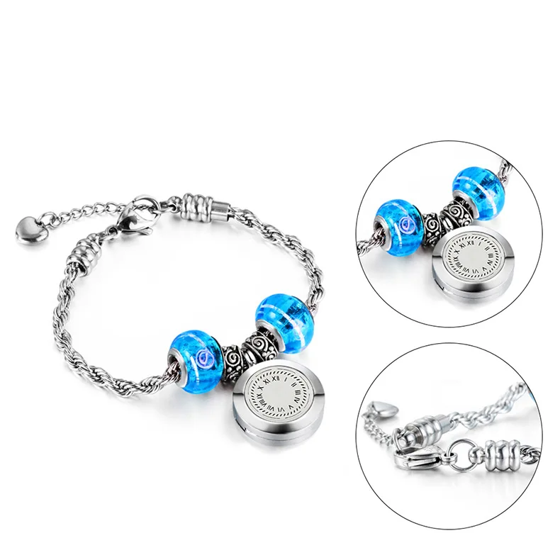 

Energinox Blue bead Adjustable Healing Stainless Steel Diy Aroma Perfume Aromatherapy Essential Oil Diffuser Bracelet