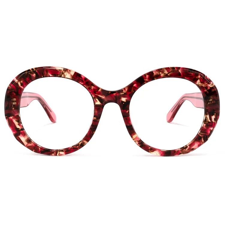 

2021Orignal Design Eyewear Brand Zeelool WA582748 Geometric Floral Eyeglasses Acetate with Pink Temples, Multi colors
