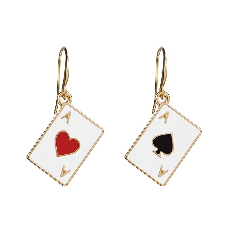 

Exquisite Personality Golden Poker Hearts Spades Earrings Women Unique Trend Jewellery