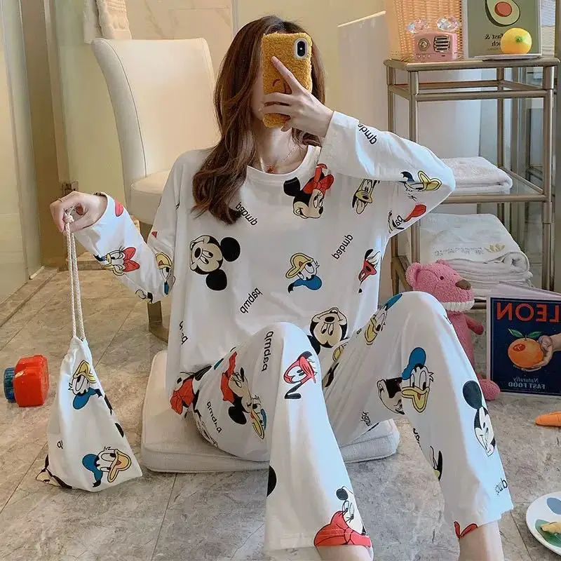 

Long sleeve pajamas women's spring and autumn plus size pajamas women's summer and Korean version can be worn out women's pajama