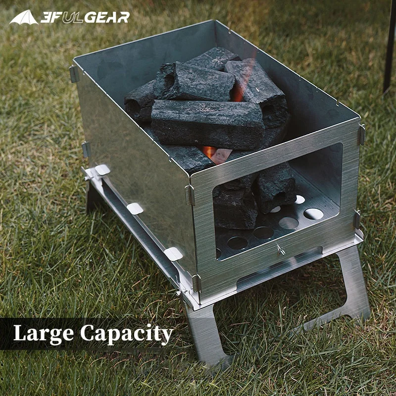 

3F Small outdoor camp stove folding barbecue grill stainless steel wood burning stove for camping or backpacking