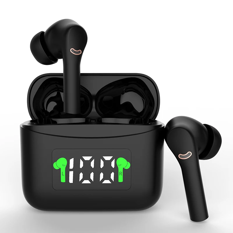 

XY New J5 Black Noise Cancelling BT 5.0Touch Control LED Display Wireless Earbuds TWS Earphone for Phone, Black,white,green