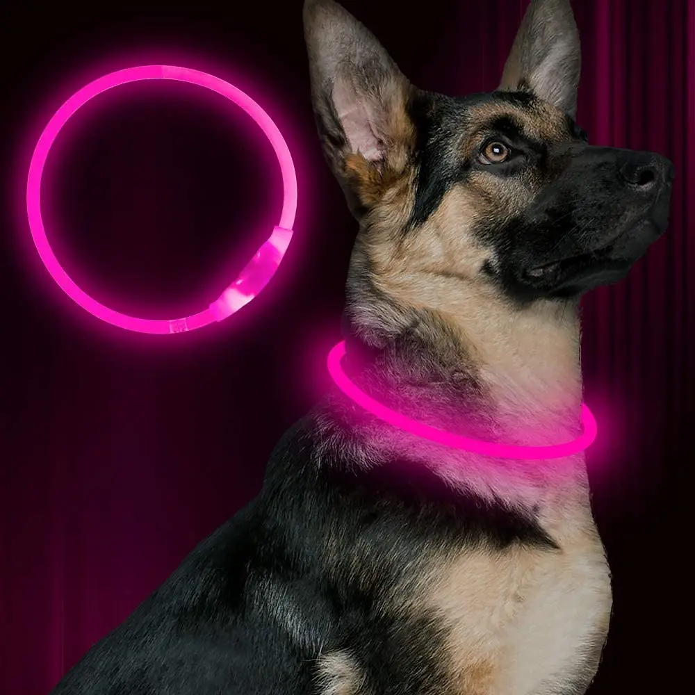 

USB Rechargeable Led Pet Necklace Water Resistant Light Up LED Dog Collar Light, 12 colors