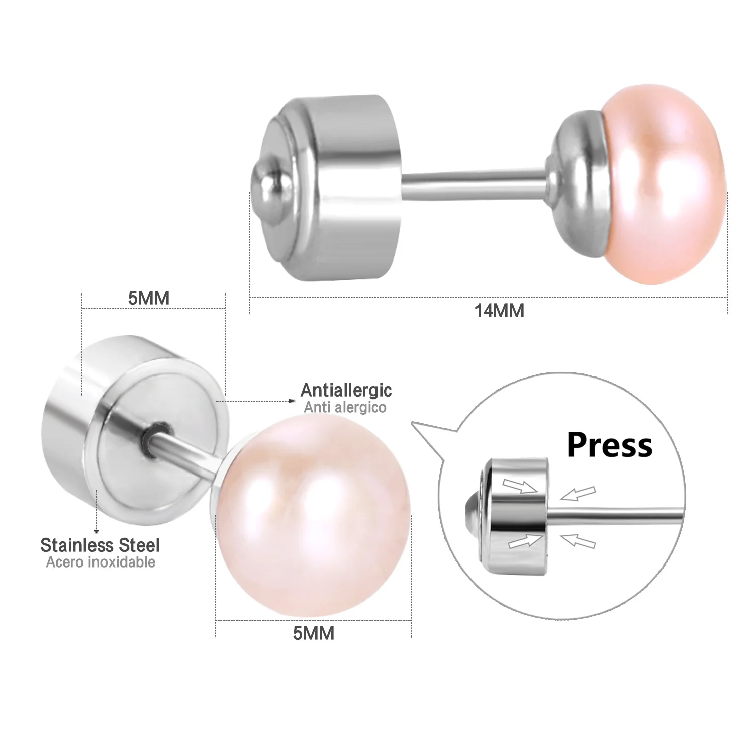 

Low MOQ Wholesale price Earring Pres Earring Wholesale Fashion Pearl Screw Earring for Girls, Sliver or gold