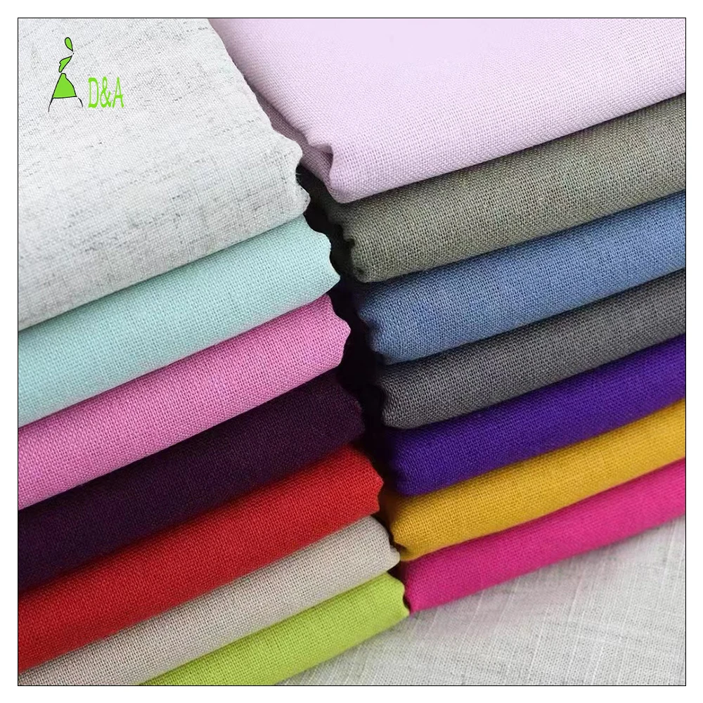 

Low MOQ cheap free sample in plain 150gsm soft white 100 linen cotton blend fabric for garment