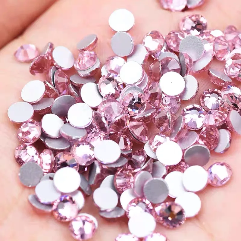 

Yantuo Lt.Rose Rhinestones Supplier silver back flatback Loose Glass Strass Non Hot Fix Nail Art Rhinestones