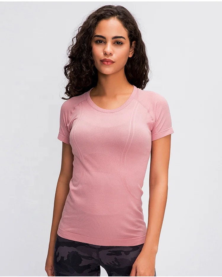 

Wholesale Running Tops 100% Nylon Dry Fit Short Sleeve Fitness Women Yoga T-shirt