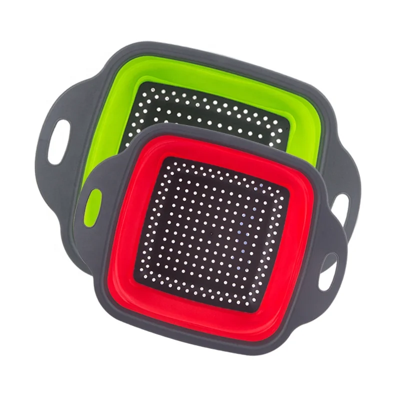 

Homeware Kitchenware kitchen Collapsible Square Strainer Foldable Silicone Colander Vegetable, Red/green